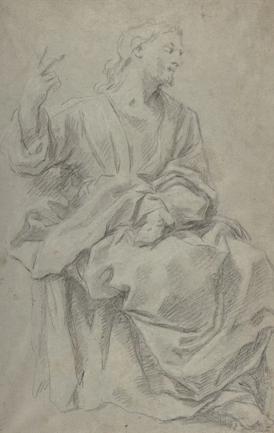 Giovanni Lanfranco-297-Figura maschile drappeggiata seduta